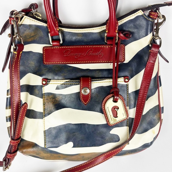 Dooney & Bourke Zebra Print Red Leather Hobo Western Satchel Crossbody Bag Purse - Picture 5 of 16